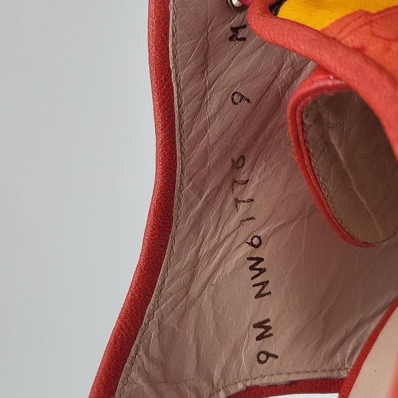 1053- Stuart Weitzman Red Floral Lace-Up Platform Wedge Heels Size 9 - Picture 11 of 17